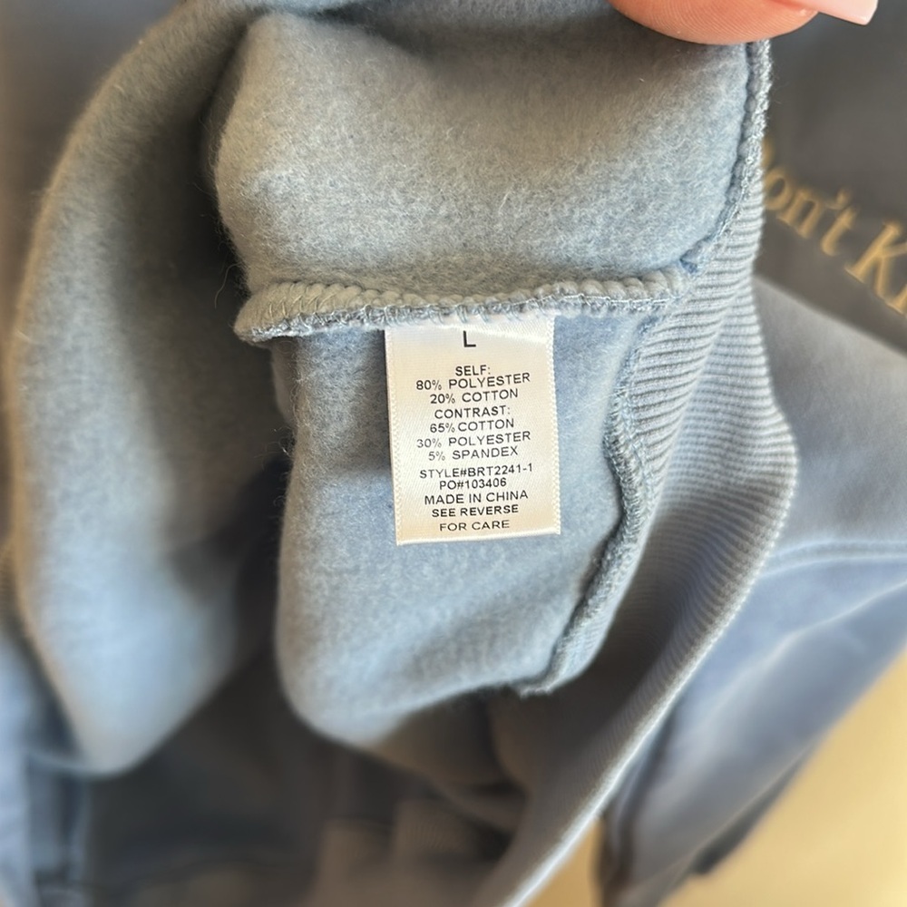 Bailey Rose Sweatshirt Size L Powder Blue Long Sleeve Dont Know Dont Care Logo - Picture 7 of 11